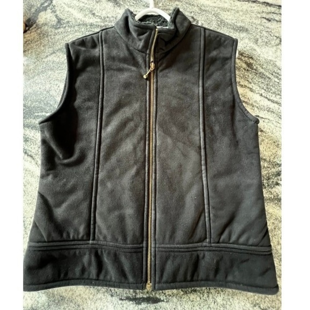 County Clothing Co Vest Women S Black Faux Suede Sherpa Lined Full Zip CC719C